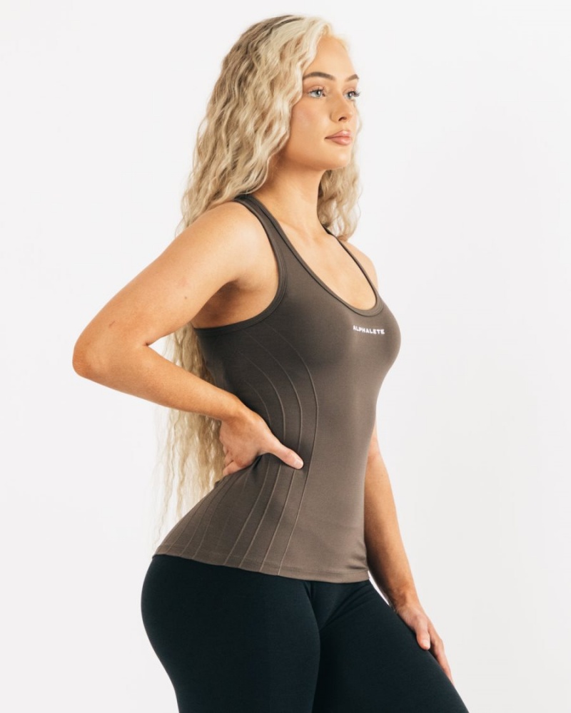 Mocha Alphalete Seamless Tank Women's Tank Top | 1763894-KU