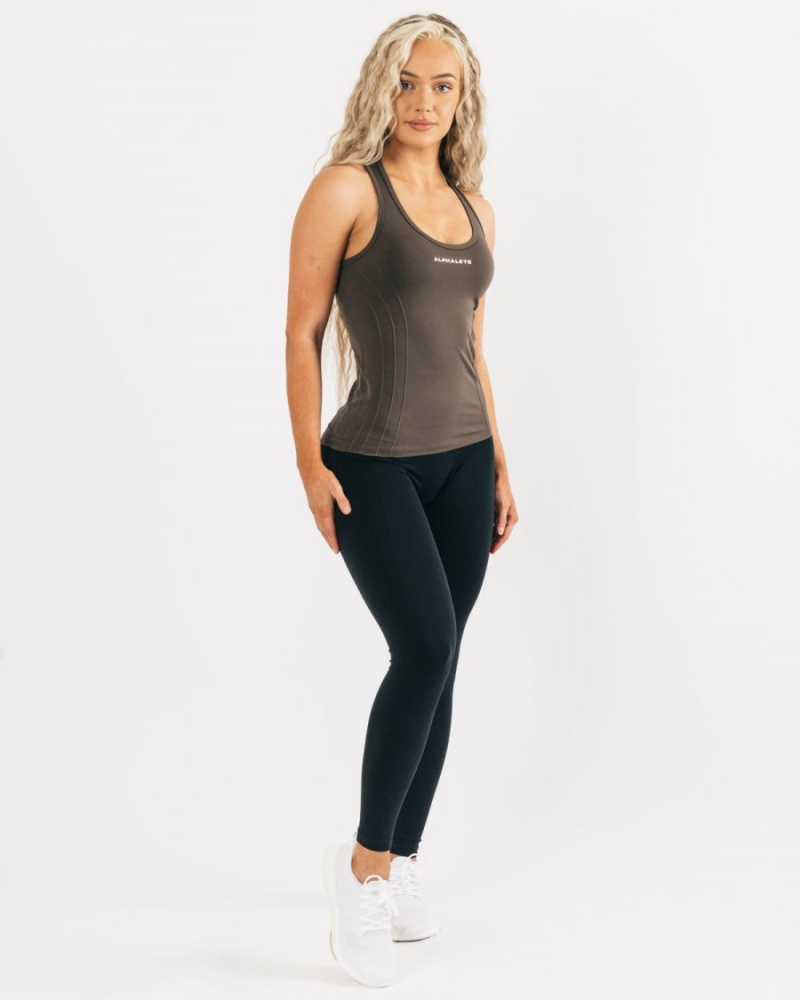 Mocha Alphalete Seamless Tank Women's Tank Top | 1763894-KU