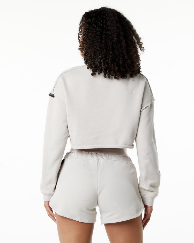 Moonstone Alphalete Very Terry Crop Pullover Women's Jackets | 4738950-CB