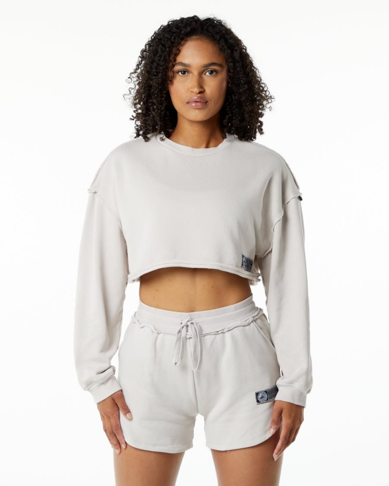 Moonstone Alphalete Very Terry Crop Pullover Women\'s Jackets | 4738950-CB