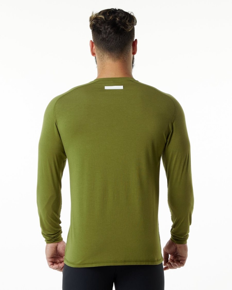 Moss Green Alphalete Evo Epaulette Tee Men's Shirts | 7285413-KM