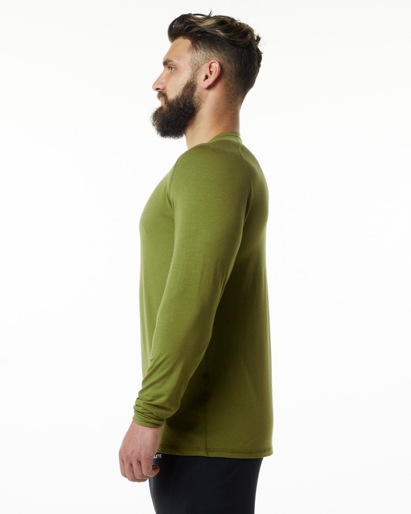 Moss Green Alphalete Evo Epaulette Tee Men's Shirts | 7285413-KM