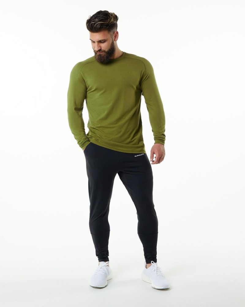 Moss Green Alphalete Evo Epaulette Tee Men's Shirts | 7285413-KM