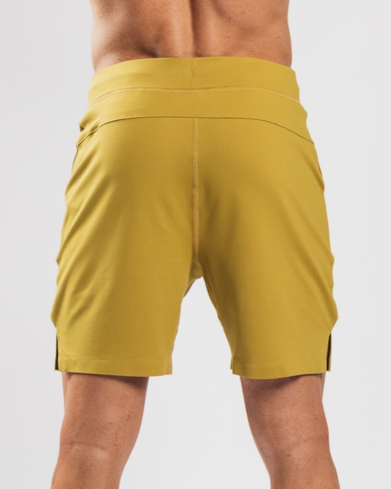 Mustard Alphalete Trace Short 8" Men's Shorts | 7830452-LI