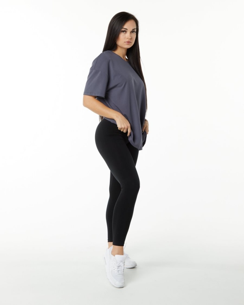 Muted Purple Alphalete Signature Oversized Tee Women's Shirts | 0912748-WX