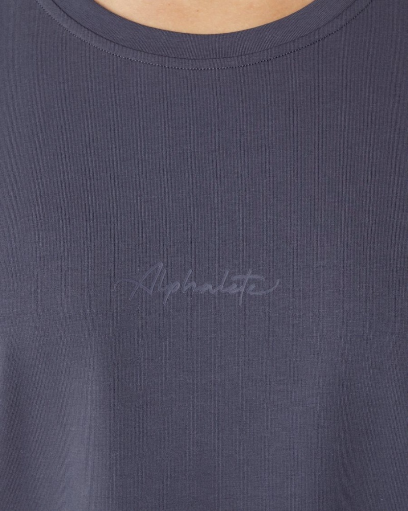 Muted Purple Alphalete Signature Oversized Tee Women's Shirts | 0912748-WX