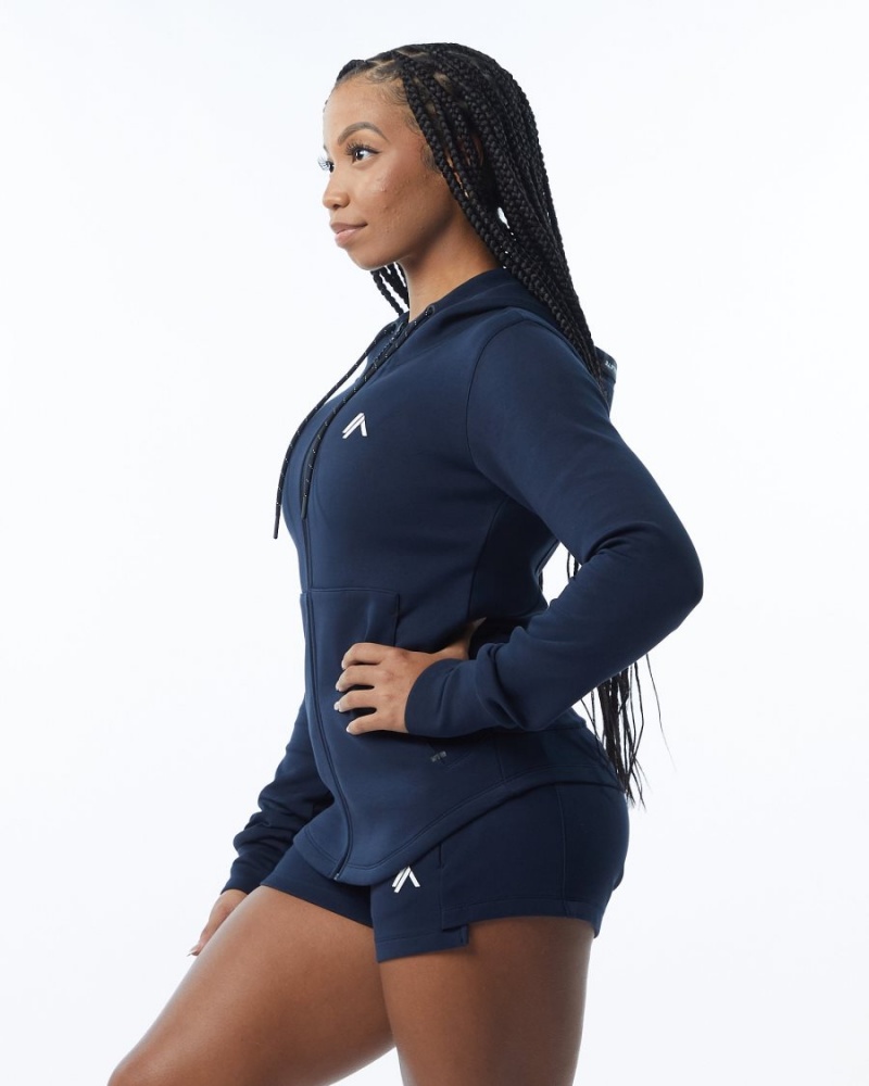 Navy Alphalete ELMTS Athletic Jacket Women's Jackets | 3256419-HC