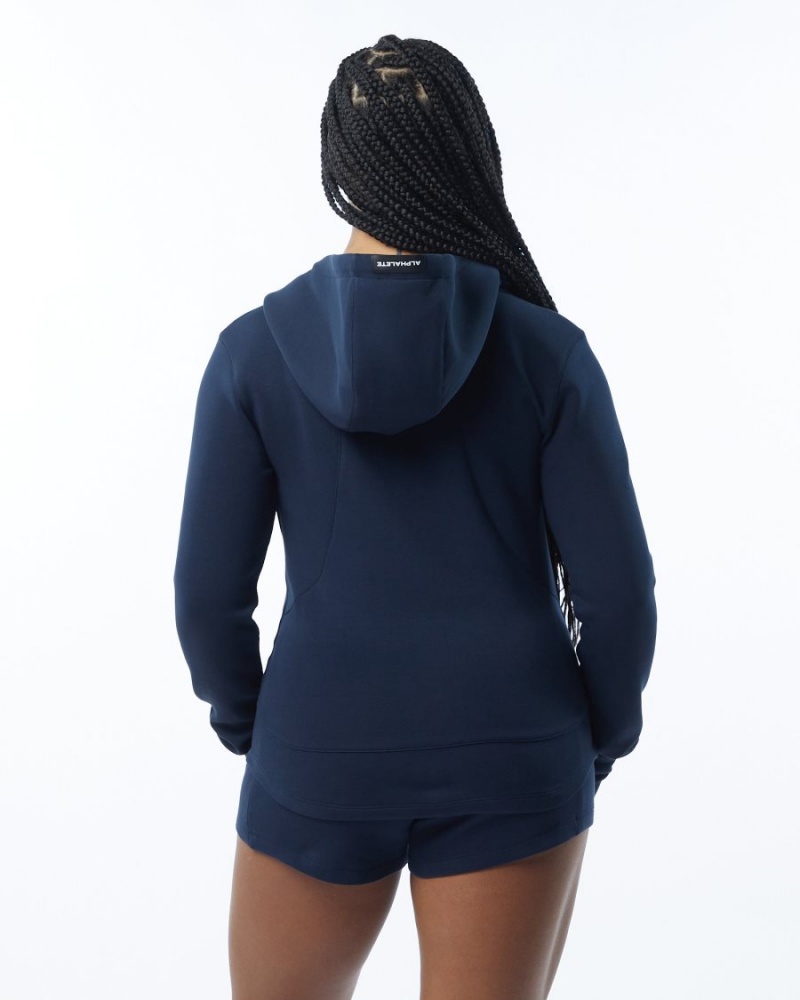 Navy Alphalete ELMTS Athletic Jacket Women's Jackets | 3256419-HC