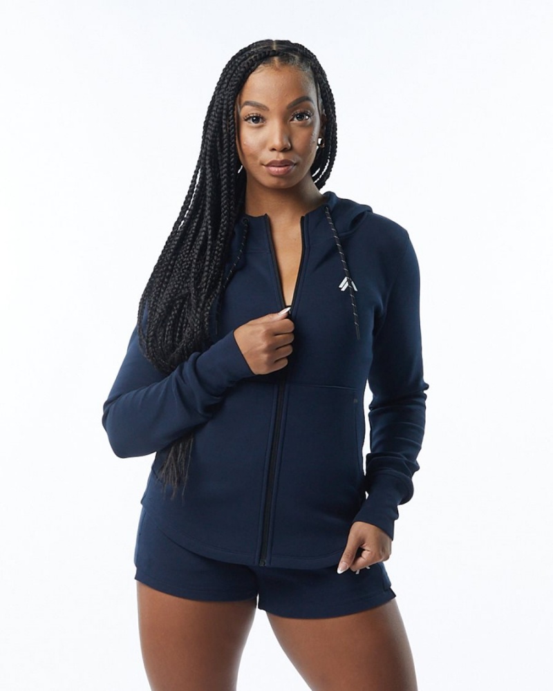 Navy Alphalete ELMTS Athletic Jacket Women\'s Jackets | 3256419-HC