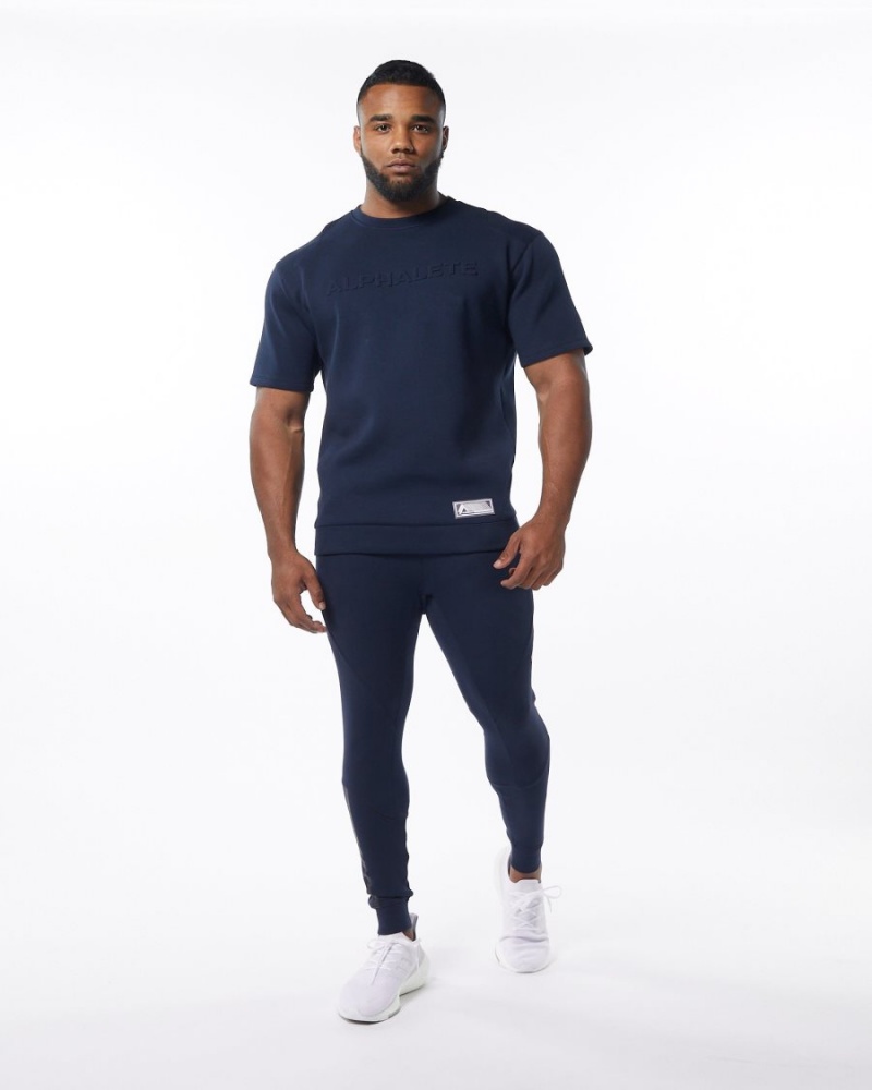 Navy Alphalete ELMTS Cuffed Jogger Men's Jogger | 0672943-YF