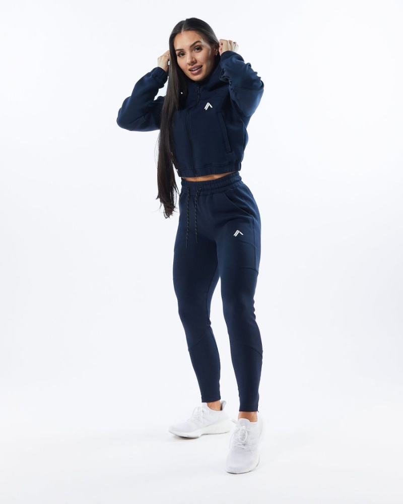 Navy Alphalete ELMTS Zip Jogger Women's Jogger | 7620495-YC