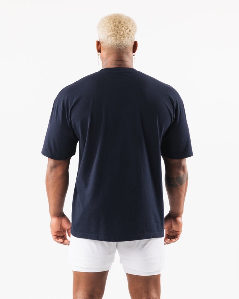 Navy Alphalete Texas Tee Men's Shirts | 3547261-PF