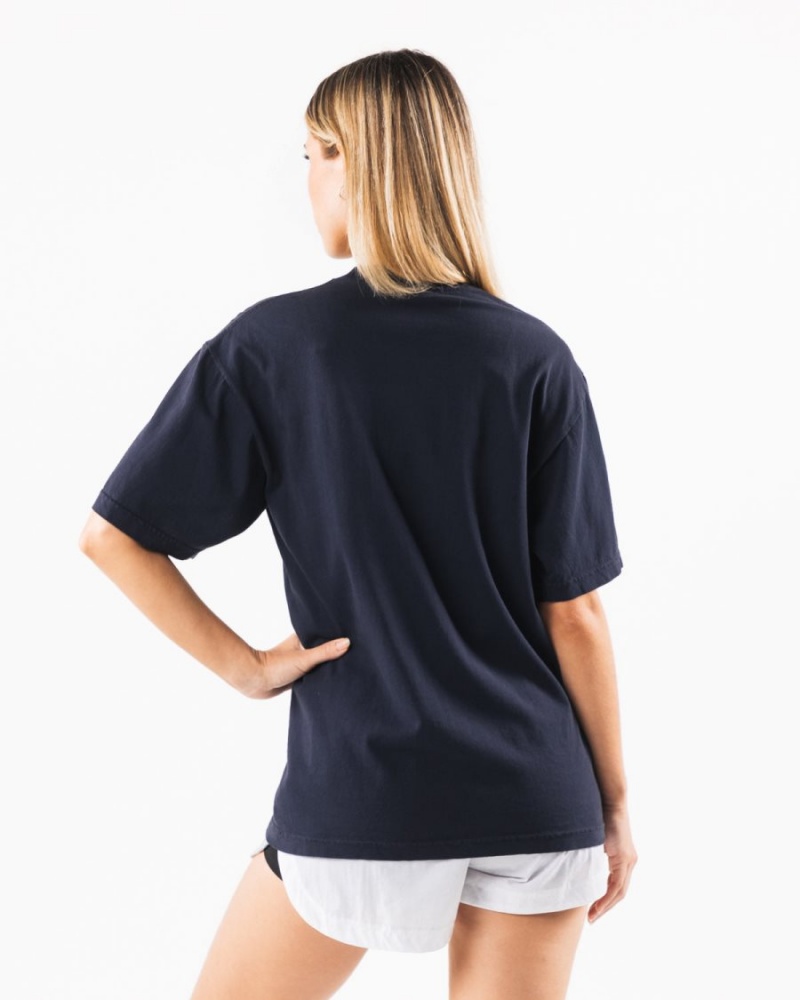 Navy Alphalete Texas Tee Women's Shirts | 5806427-ST