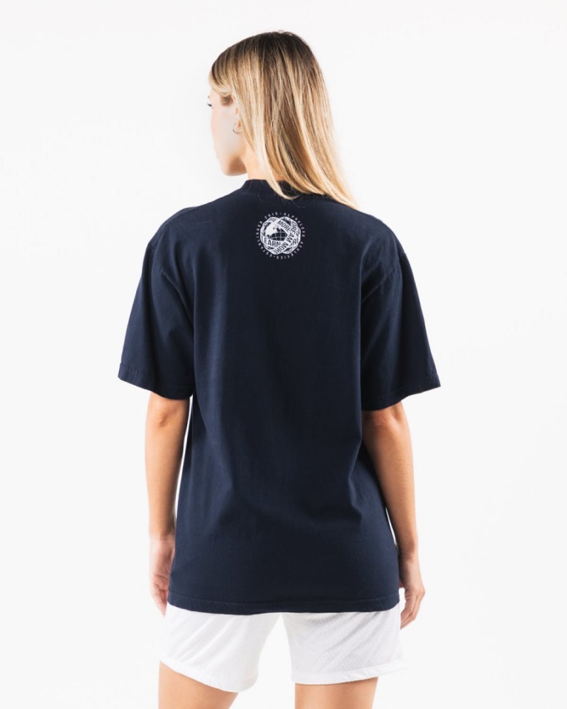 Navy / Pink Alphalete LDB More Tee Women's Shirts | 7298054-ZT