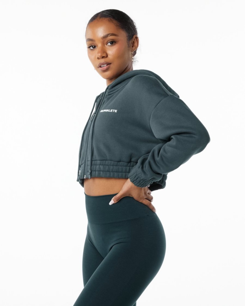 Ocean Alphalete Classic Capital Full-Zip Crop Jacket Women's Jackets | 7392104-WB