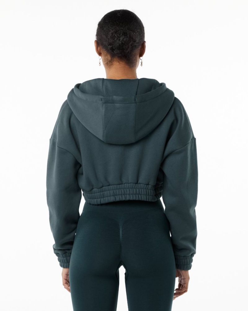 Ocean Alphalete Classic Capital Full-Zip Crop Jacket Women's Jackets | 7392104-WB