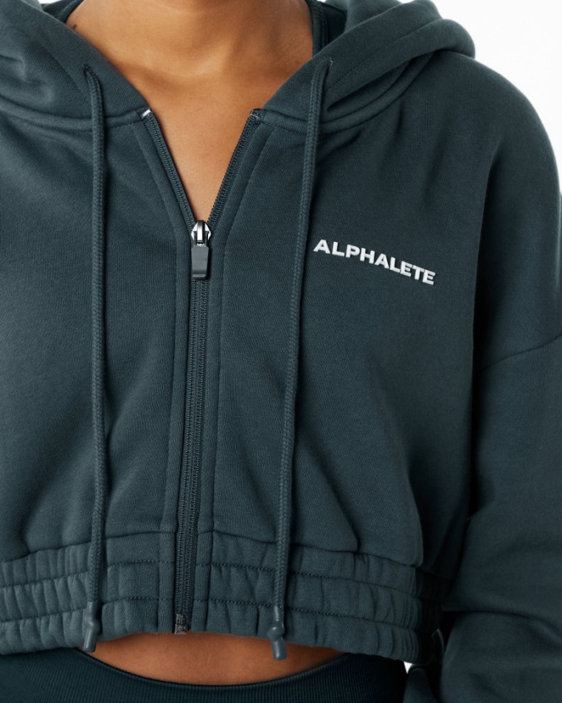 Ocean Alphalete Classic Capital Full-Zip Crop Jacket Women's Jackets | 7392104-WB