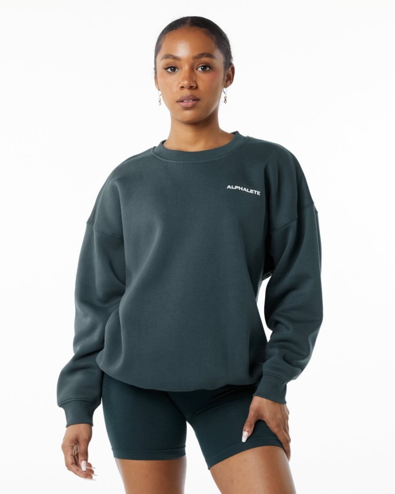 Ocean Alphalete Classic Crew Women\'s Long Sleeve | 2097834-DY