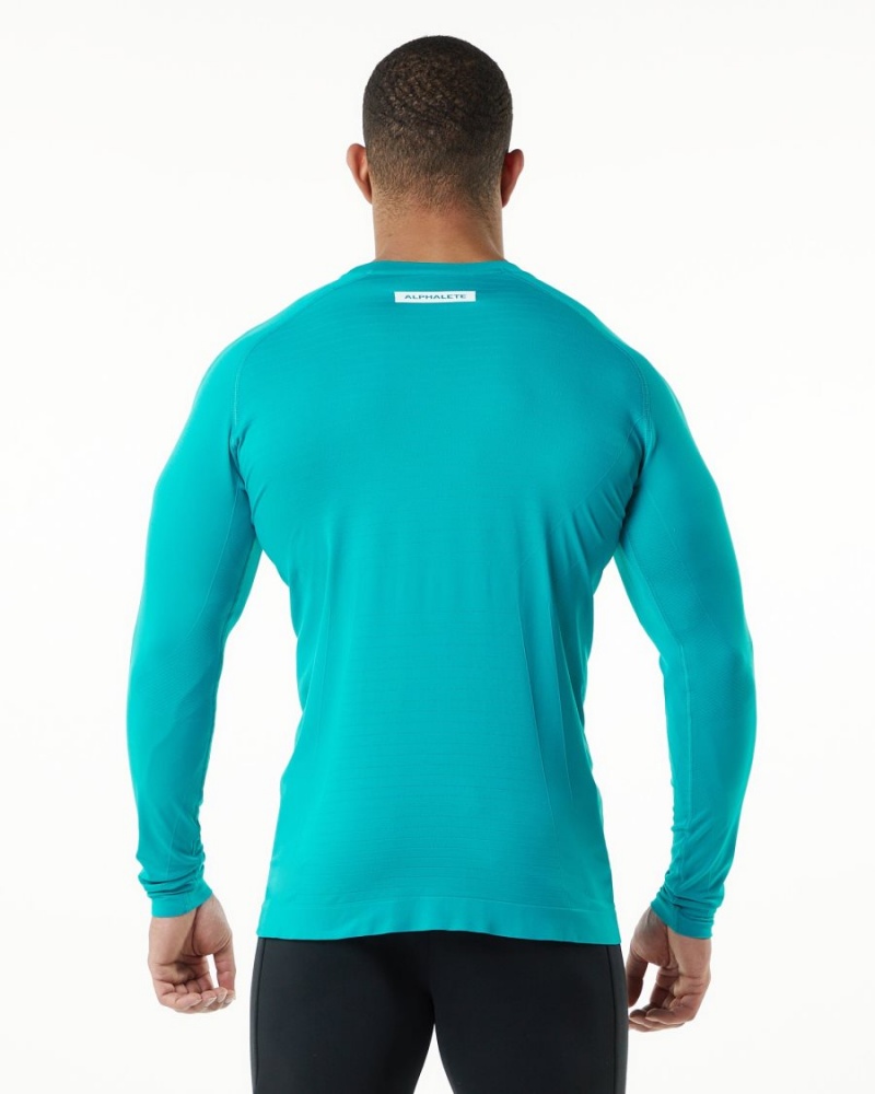 Ocean Alphalete Hero Long Sleeve Tee Men's Shirts | 6758913-PB