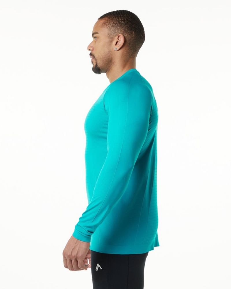 Ocean Alphalete Hero Long Sleeve Tee Men's Shirts | 6758913-PB