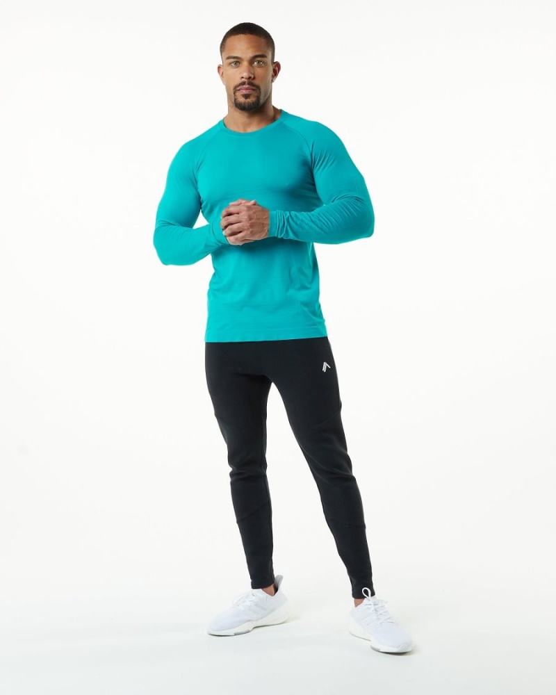 Ocean Alphalete Hero Long Sleeve Tee Men's Shirts | 6758913-PB