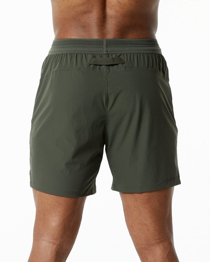 Olive Alphalete Studio Short 6" Men's Shorts | 5902378-AY