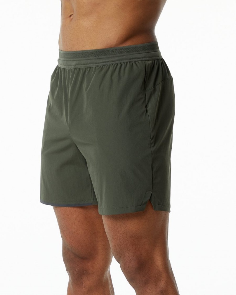 Olive Alphalete Studio Short 6" Men's Shorts | 5902378-AY