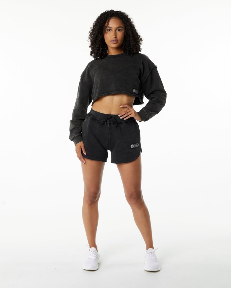 Onyx Alphalete Very Terry Crop Pullover Women's Jackets | 9087324-LP