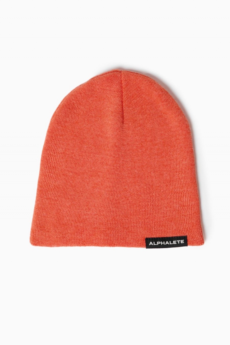 Orange Alphalete Essential Beanie Men's Accessories | 9541236-XD