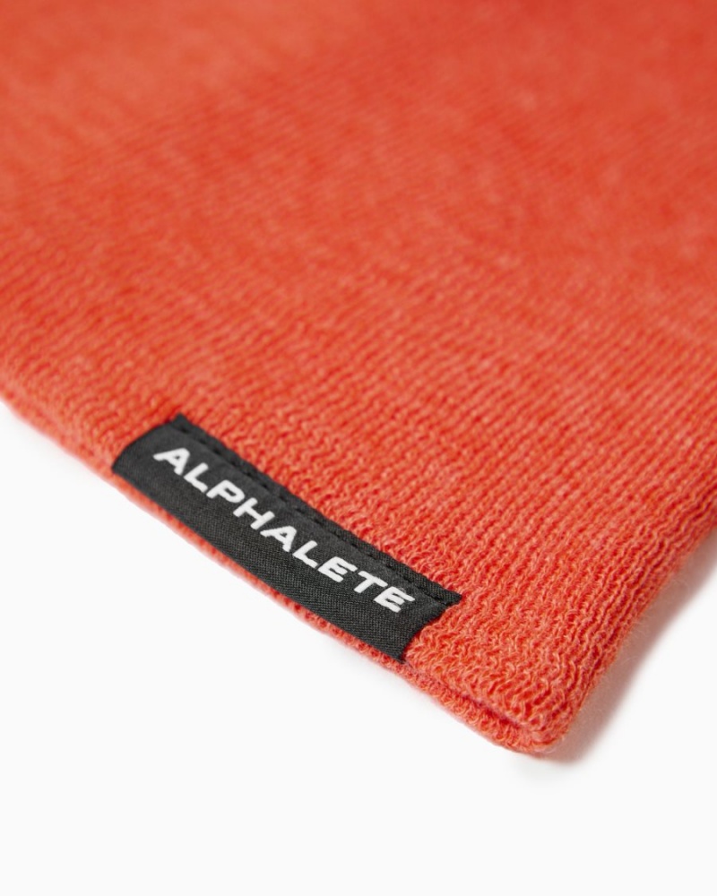 Orange Alphalete Essential Beanie Men's Accessories | 9541236-XD