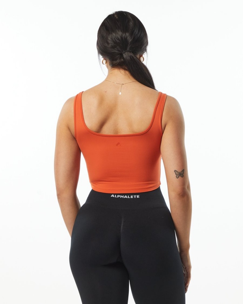 Orange Alphalete Ultrasoft Square Neck Tank Women's Tank Top | 9026487-VL