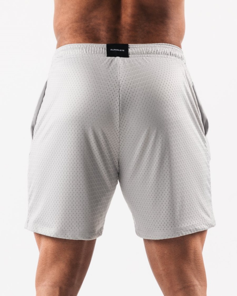 Oyster Grey Alphalete AA Mesh Short 6” Men's Shorts | 2941356-RZ