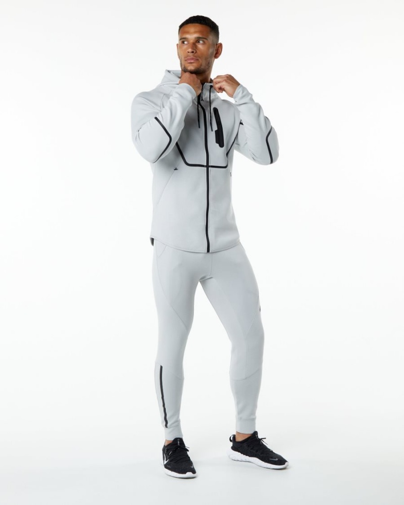 Oyster Grey Alphalete ELMTS Athletic Jacket Men's Jackets | 9712086-CH