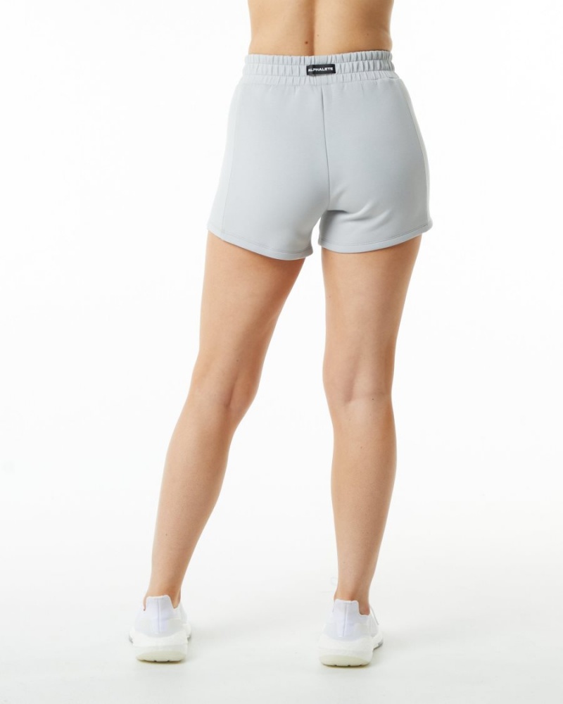 Oyster Grey Alphalete ELMTS Athletic Short 3.5" Women's Shorts | 0267539-MG