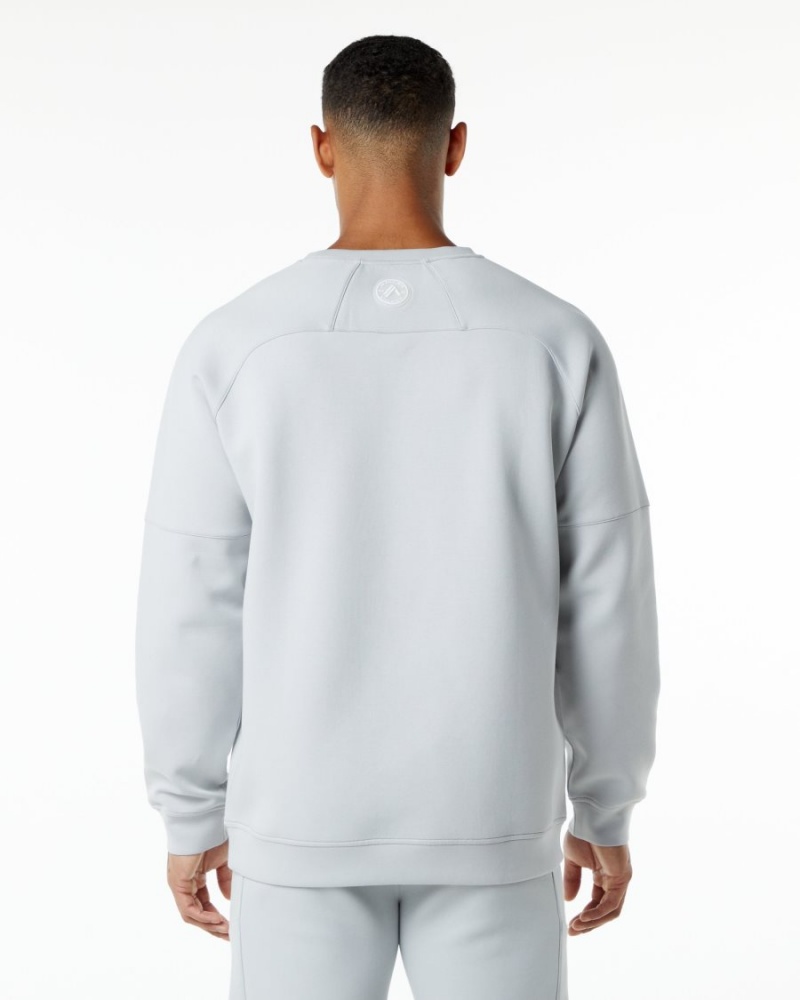 Oyster Grey Alphalete ELMTS Crewneck Sweater Men's Jackets | 0195768-RM