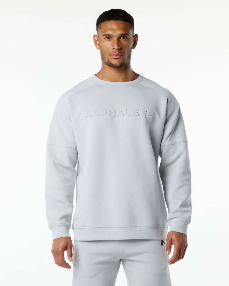 Oyster Grey Alphalete ELMTS Crewneck Sweater Men\'s Jackets | 0195768-RM