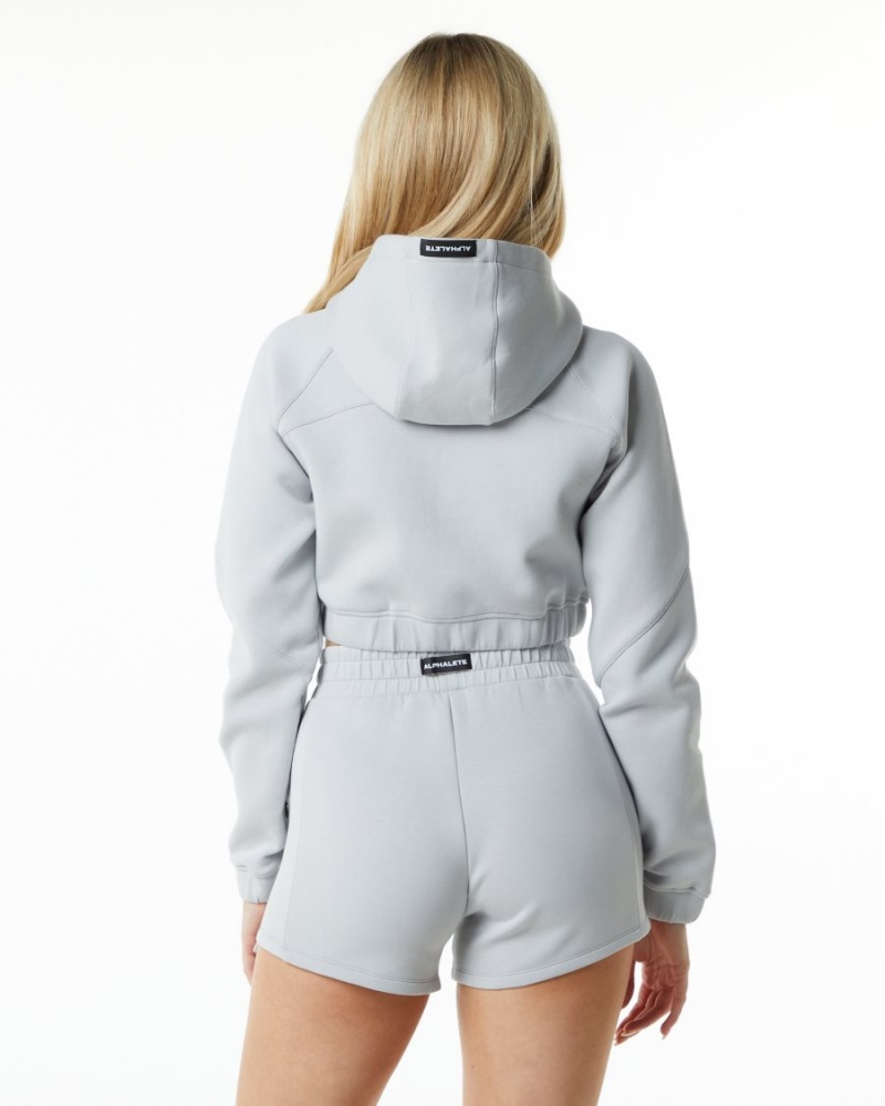 Oyster Grey Alphalete ELMTS Full-Zip Crop Jacket Women's Jackets | 4327586-RH