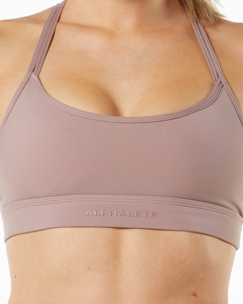 Passive Purple Alphalete Alphalux Tri Bra Women's Sports Bra | 5879326-AG