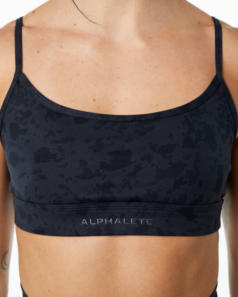 Pebble Print Black Alphalete Surface Limitless Bra Women's Sports Bra | 0179658-PR