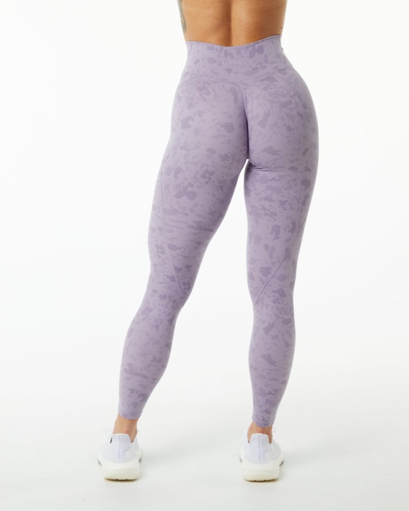 Pebble Print Misty Lilac Alphalete Surface Power Legging Women's Leggings | 2167540-TH