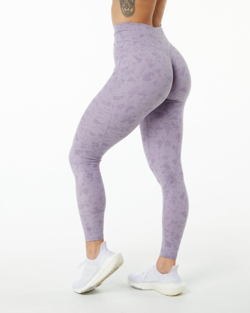 Pebble Print Misty Lilac Alphalete Surface Power Legging Women's Leggings | 2167540-TH