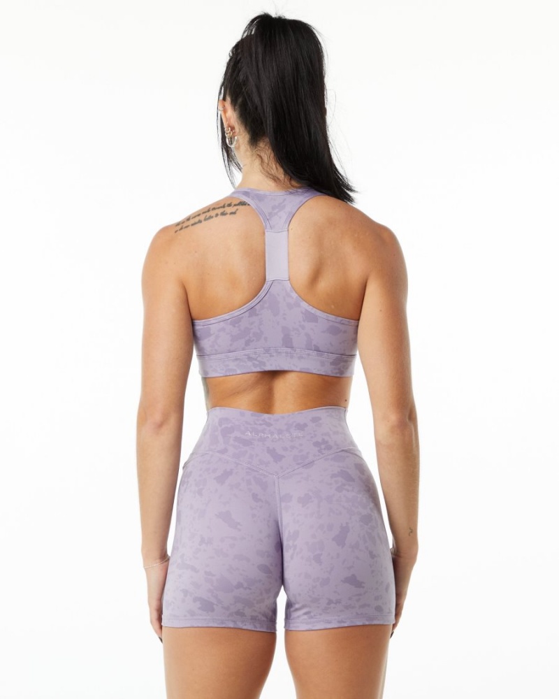 Pebble Print Misty Lilac Alphalete Surface Wrap Bra Women's Sports Bra | 9801275-YC