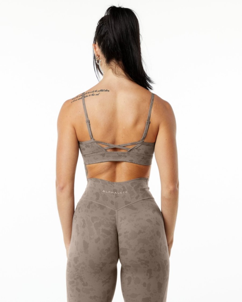 Pebble Print Mocha Alphalete Surface Limitless Bra Women's Sports Bra | 4952183-KI