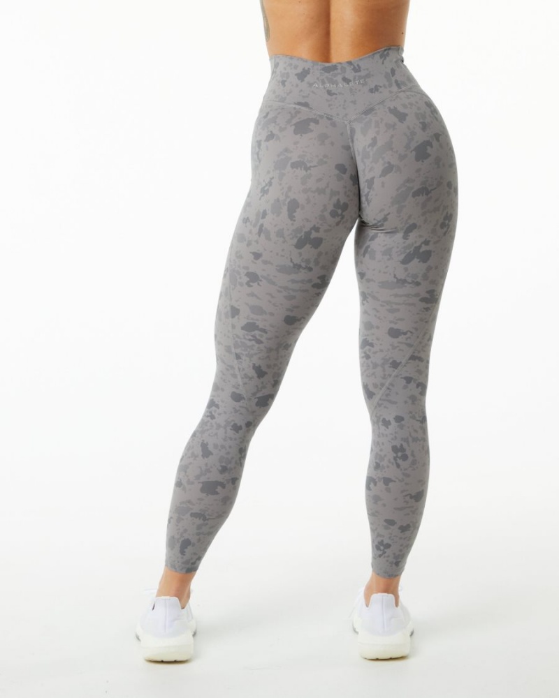 Pebble Print Stone Grey Alphalete Surface Power Legging Women's Leggings | 0651734-MC