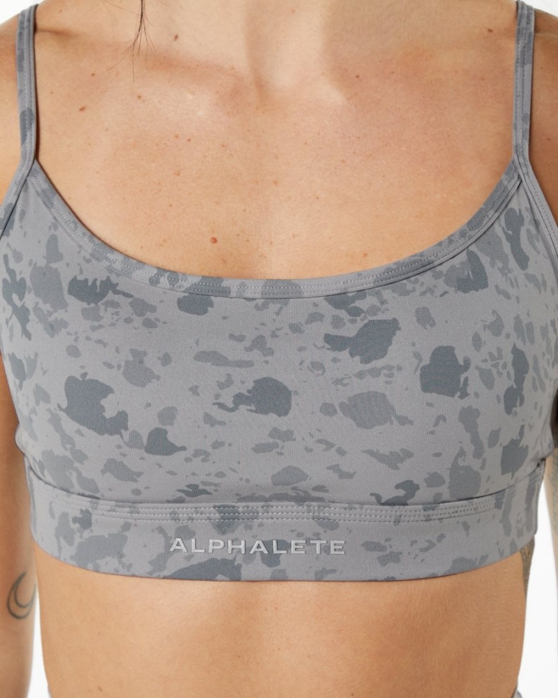 Pebble Print Stone Grey Alphalete Surface Limitless Bra Women's Sports Bra | 7904865-IO