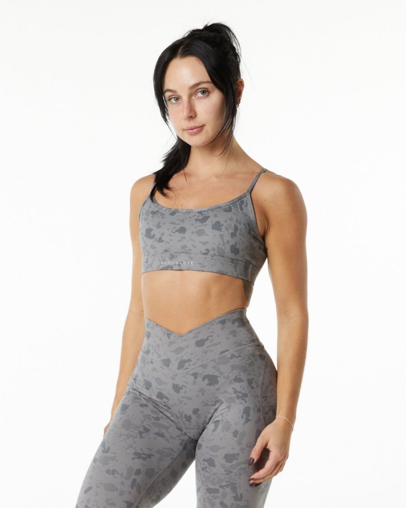 Pebble Print Stone Grey Alphalete Surface Limitless Bra Women\'s Sports Bra | 7904865-IO