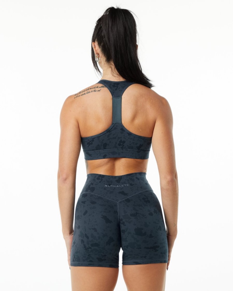 Pebble Print Whale Blue Alphalete Surface Wrap Bra Women's Sports Bra | 3584069-MK