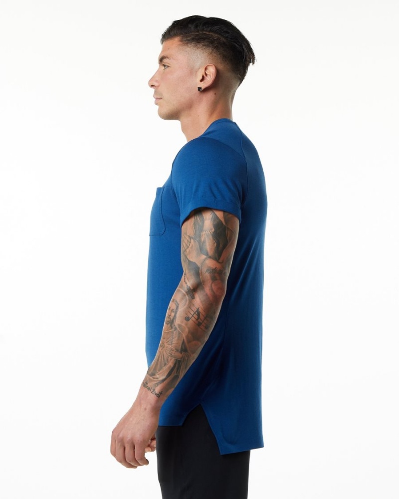 Persian Blue Alphalete Evo Pocket Tee Men's Shirts | 4259710-PS