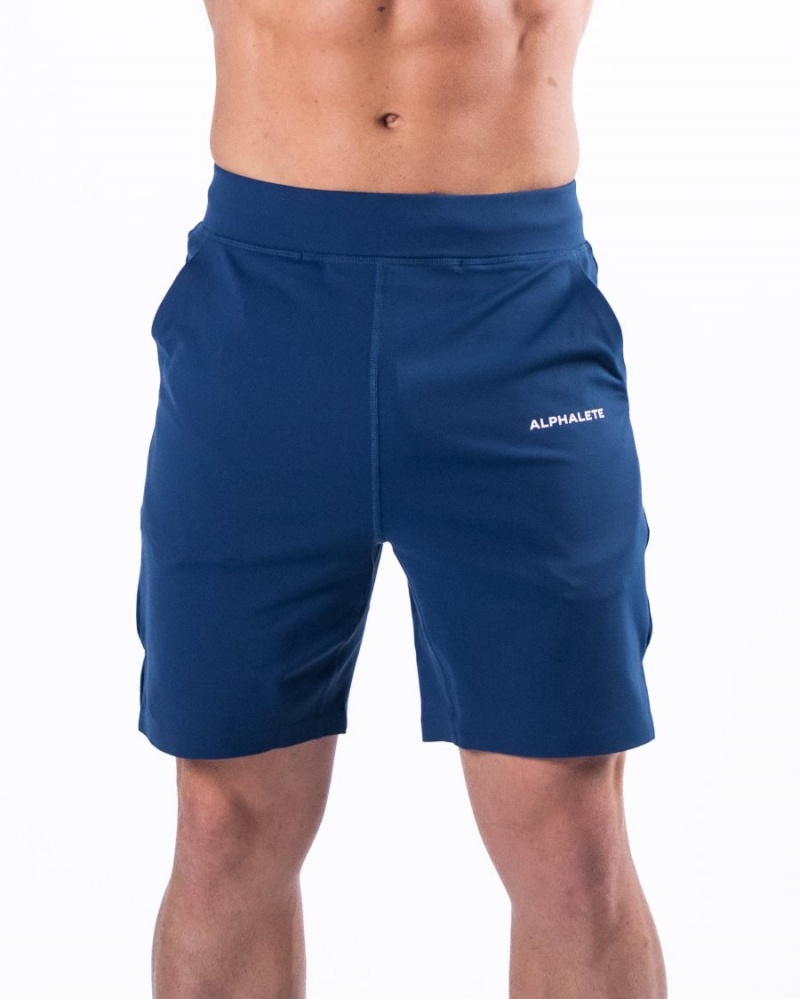 Persian Blue Alphalete Trace Short 8" Men\'s Shorts | 4785021-QC