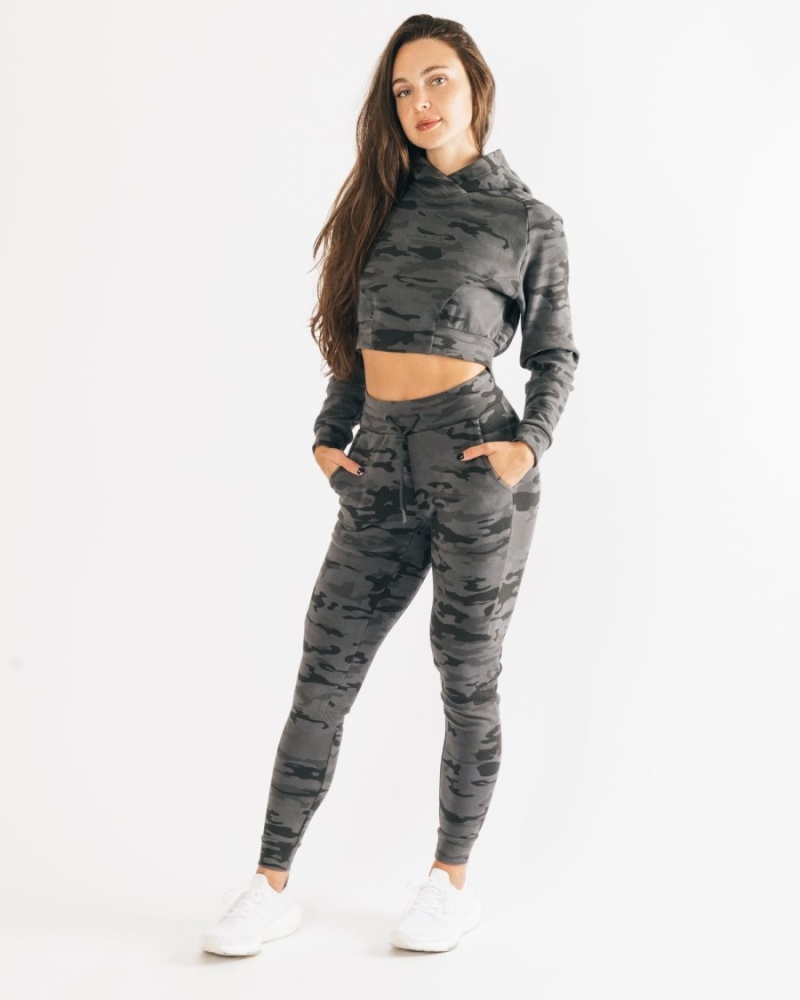 Phantom Camo Alphalete Identity Pro Crop Hoodie Women's Hoodie | 4081359-CV